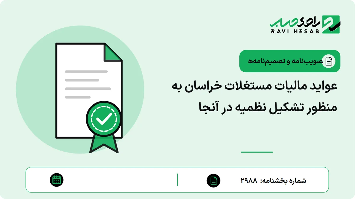 عواید مالیات مستغلات خراسان به منظور تشکیل نظمیه در آنجا