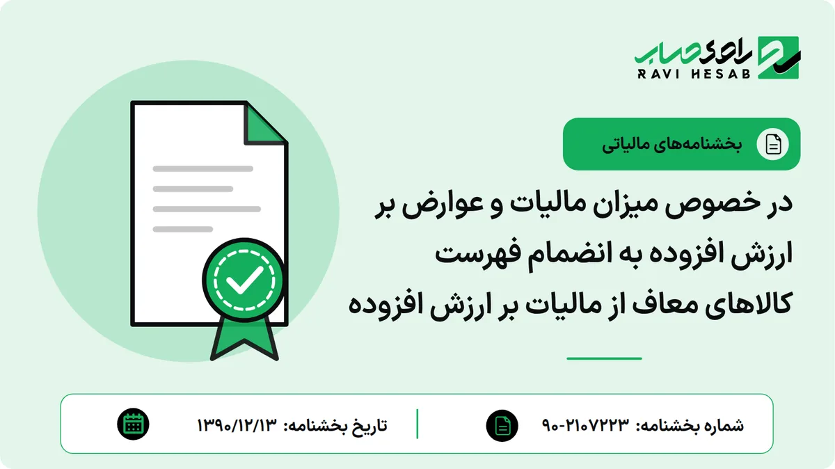 در خصوص میزان مالیات و عوارض بر ارزش افزوده به انضمام فهرست کالاهای معاف از مالیات بر ارزش افزوده