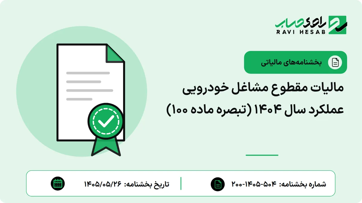 مالیات مقطوع مشاغل خودرویی عملکرد سال ۱۴۰۴ (تبصره ماده ۱۰۰)