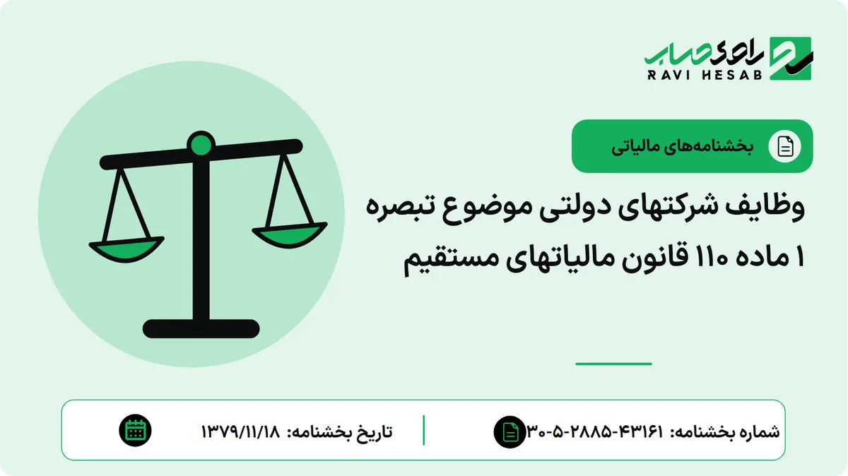 وظایف شرکتهای دولتی موضوع تبصره 1 ماده 110 قانون مالیاتهای مستقیم