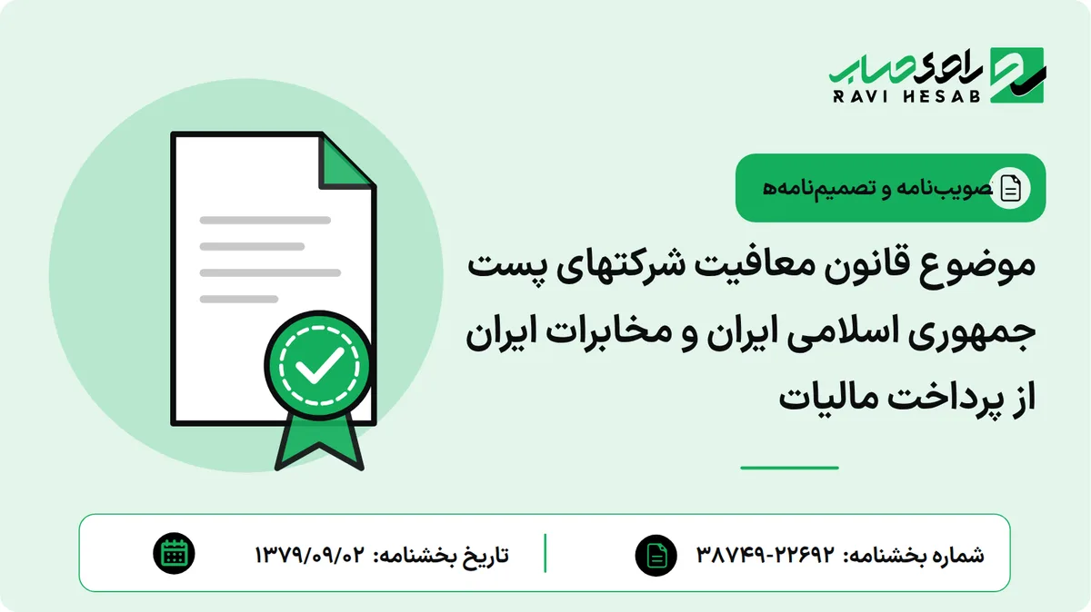 موضوع قانون معافیت شرکتهای پست جمهوری اسلامی ایران و مخابرات ایران از پرداخت مالیات