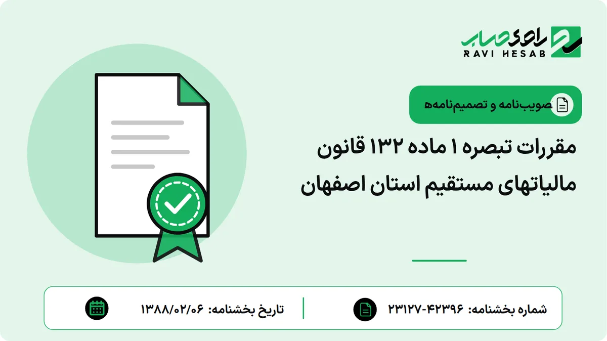 مقررات تبصره 1 ماده 132 قانون مالیاتهای مستقیم استان اصفهان