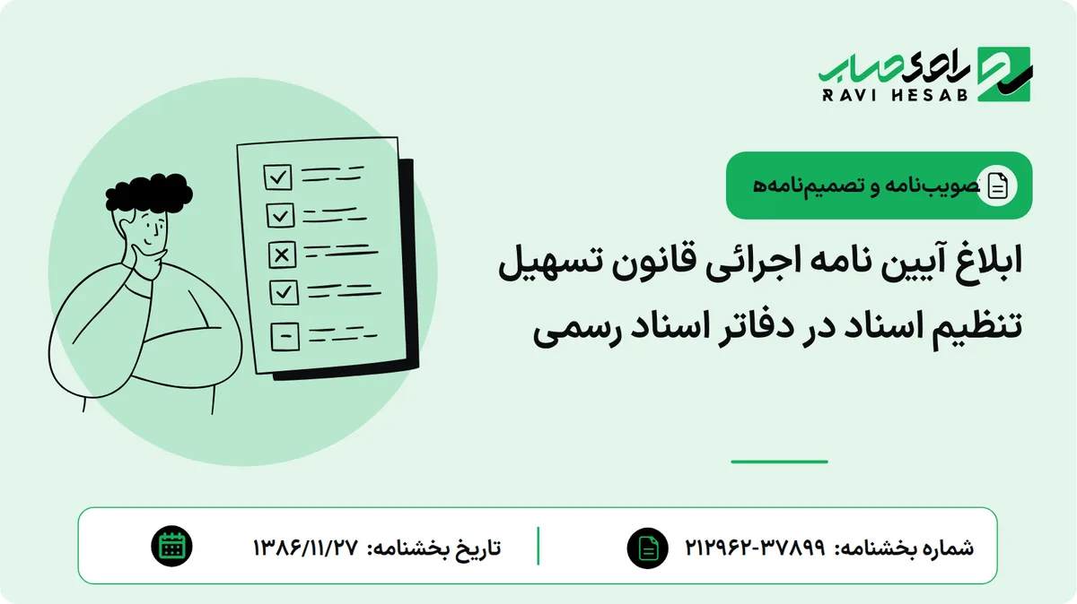 ابلاغ آیین نامه اجرائی قانون تسهیل تنظیم اسناد در دفاتر اسناد رسمی