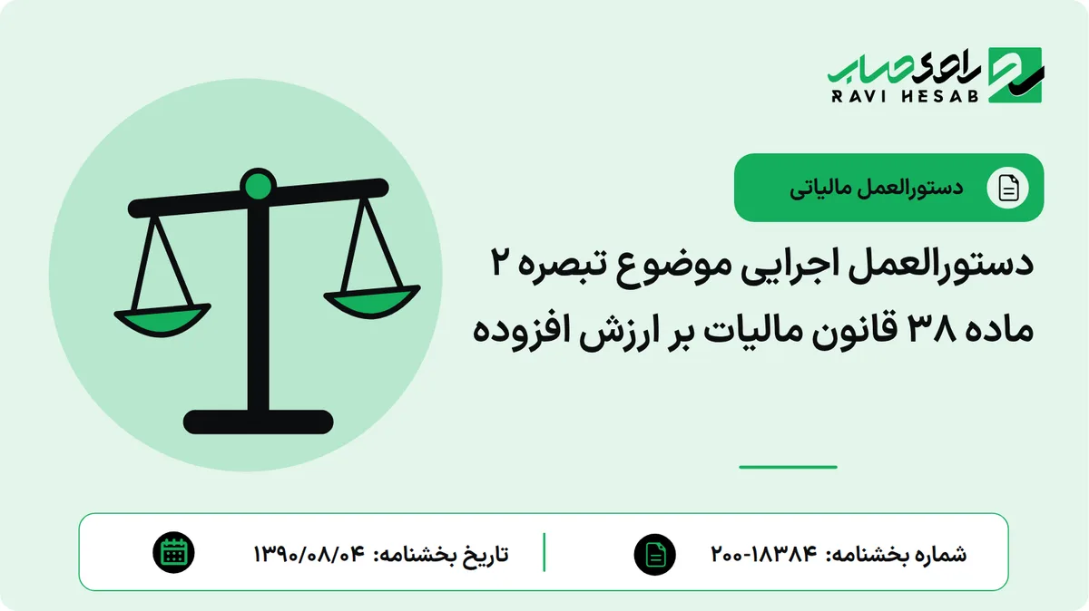 دستورالعمل اجرایی موضوع تبصره 2 ماده 38 قانون مالیات بر ارزش افزوده