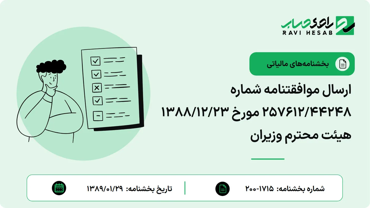 ارسال موافقتنامه شماره 257612/44248 مورخ 1388/12/23 هیئت محترم وزیران