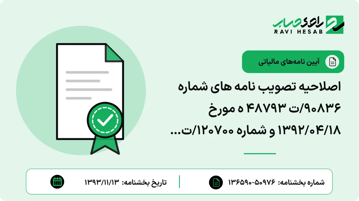 اصلاحیه تصویب نامه های شماره 90836/ت 48793 ه مورخ 1392/04/18 و شماره 120700/ت 49553 ه مورخ 1392/06/30 هیات محترم وزیران در خصوص تجدید ارزیابی داراییها