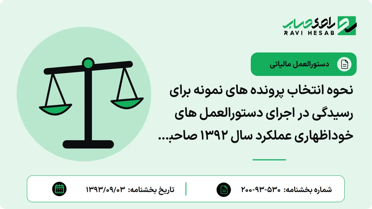 نحوه انتخاب پرونده های نمونه برای رسیدگی در اجرای دستورالعمل های خوداظهاری عملکرد سال 1392 صاحبان مشاغل