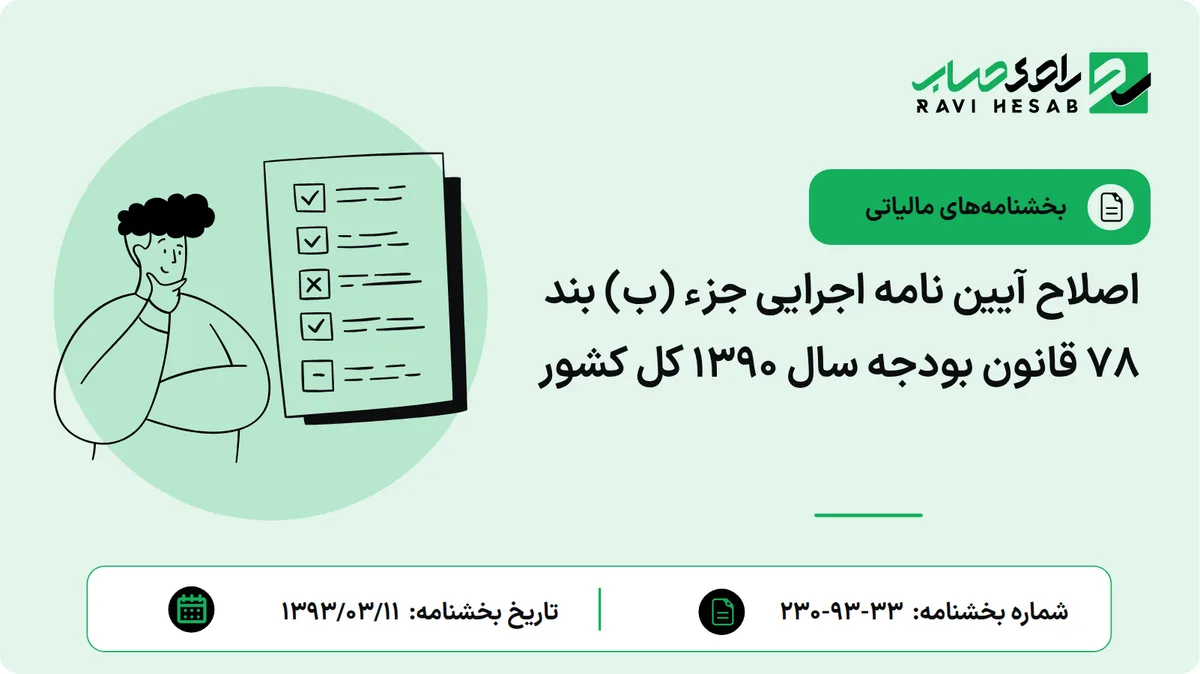 اصلاح آیین نامه اجرایی جزء (ب) بند 78 قانون بودجه سال 1390 کل کشور