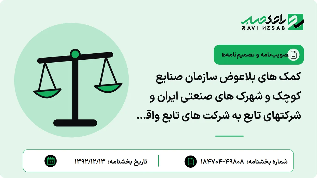 کمک های بلاعوض سازمان صنایع کوچک و شهرک های صنعتی ایران و شرکتهای تابع به شرکت های تابع واقع در مناطق محروم یا غیر برخوردار موضوع بند (4) ماده واحده قانون اصلاح قانون راجع به تأسیس شرکت شهرکهای صنعتی ایران- مصوب 1376- به عنوان هزینه های قابل قبول مالیاتی