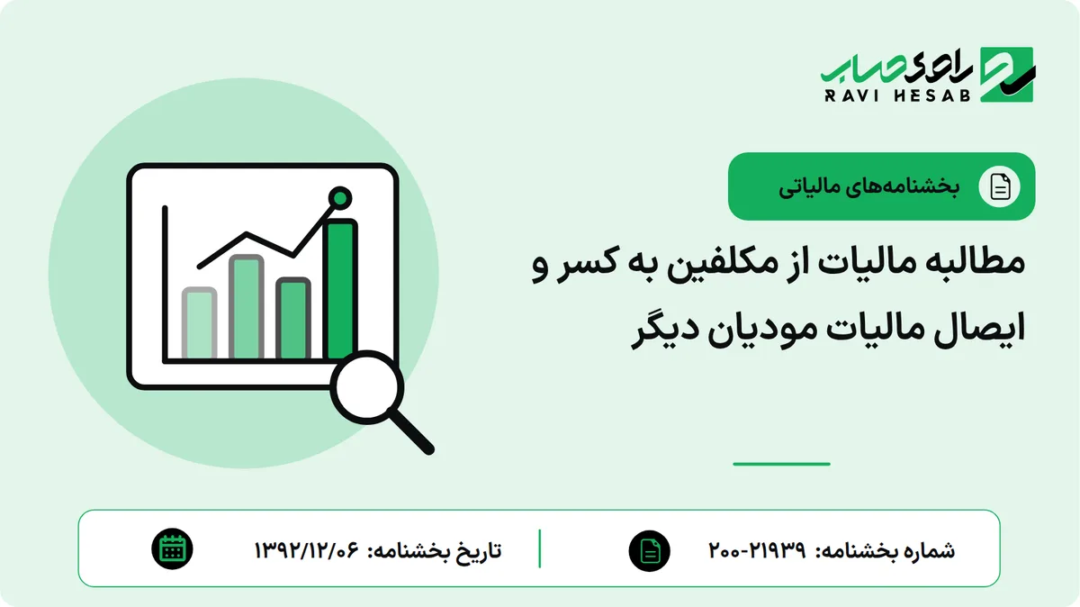 مطالبه مالیات از مکلفین به کسر و ایصال مالیات مودیان دیگر