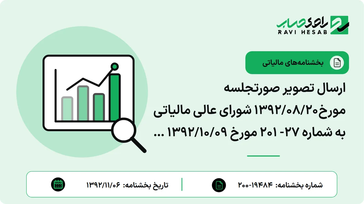 ارسال تصویر صورتجلسه مورخ1392/08/20 شورای عالی مالیاتی به شماره 27- 201 مورخ 1392/10/09 در خصوص هزینه سود سپرده پرداختی موسسات مالی فاقد مجوز فعالیت از بانک مرکزی جمهوری اسلامی ایران