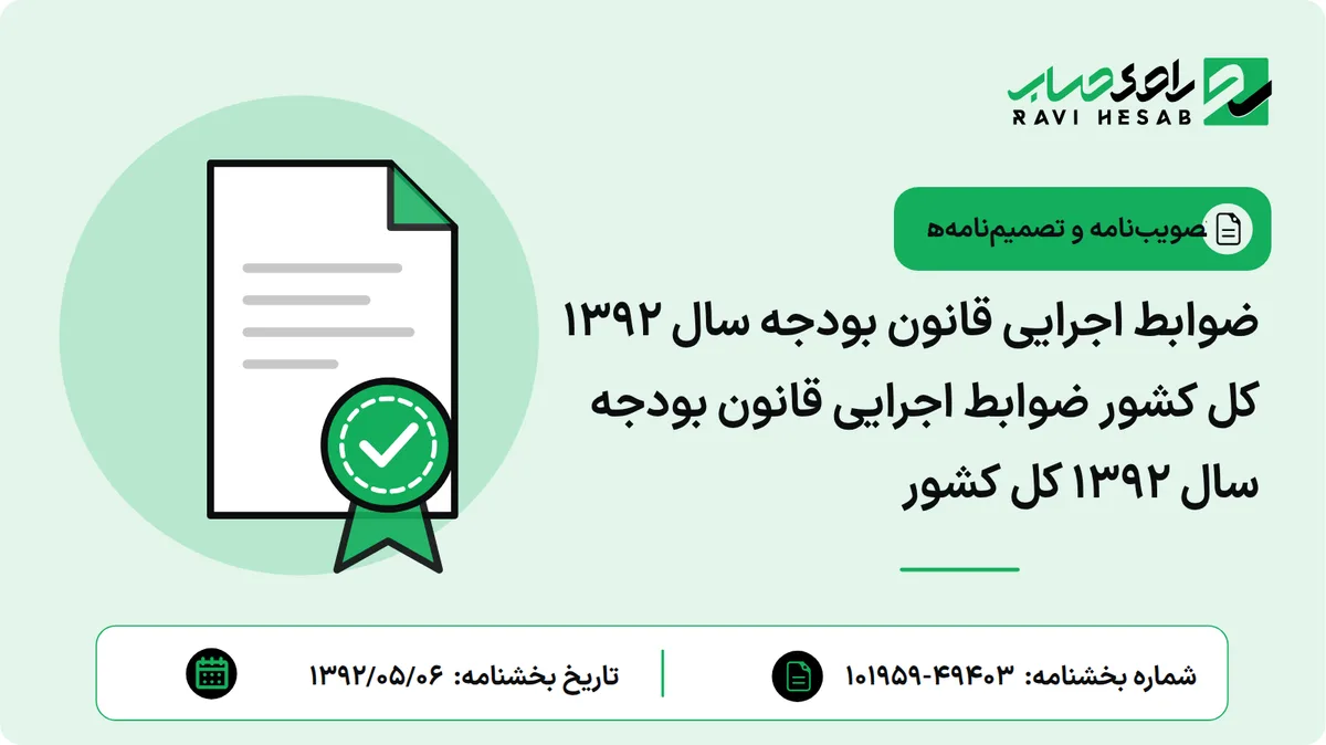 ضوابط اجرایی قانون بودجه سال 1392 کل کشور ضوابط اجرایی قانون بودجه سال 1392 کل کشور