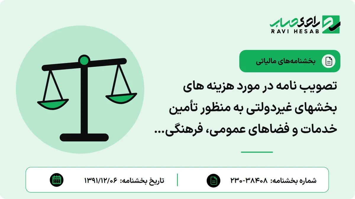 تصویب نامه در مورد هزینه های بخشهای غیردولتی به منظور تأمین خدمات و فضاهای عمومی، فرهنگی و... به عنوان هزینه های قابل قبول مالیاتی مودیان