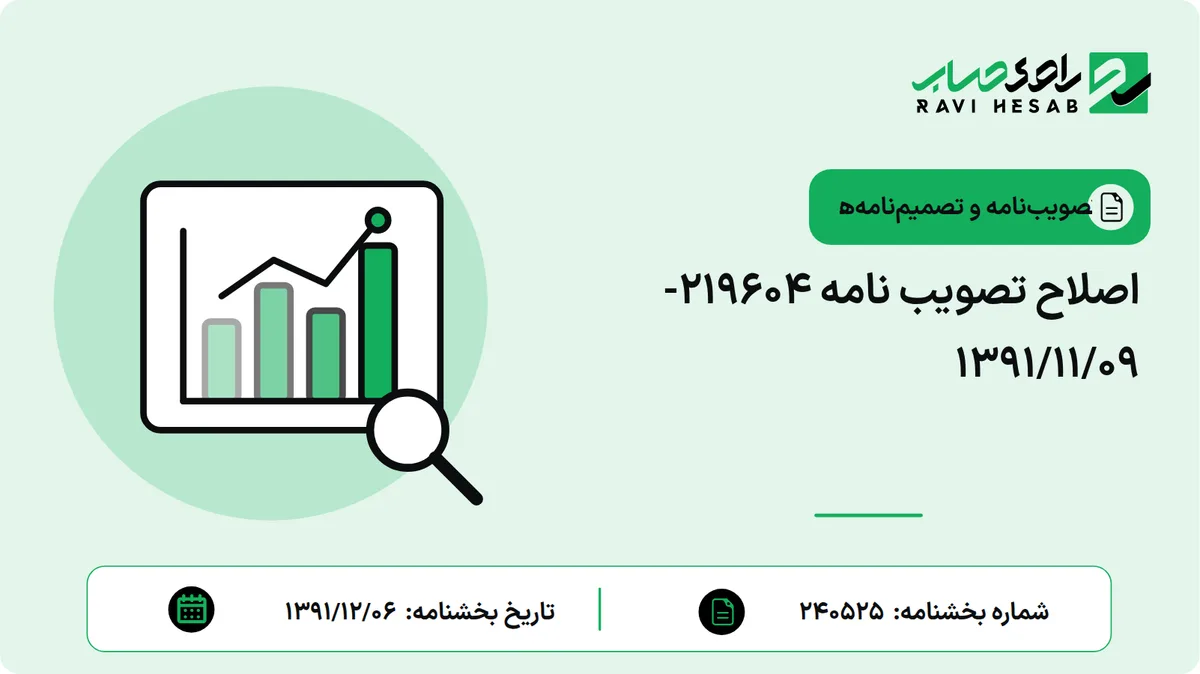 اصلاح تصویب نامه 219604- 1391/11/09