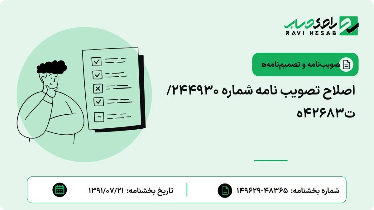 اصلاح تصویب نامه شماره 244930/ت42683ه