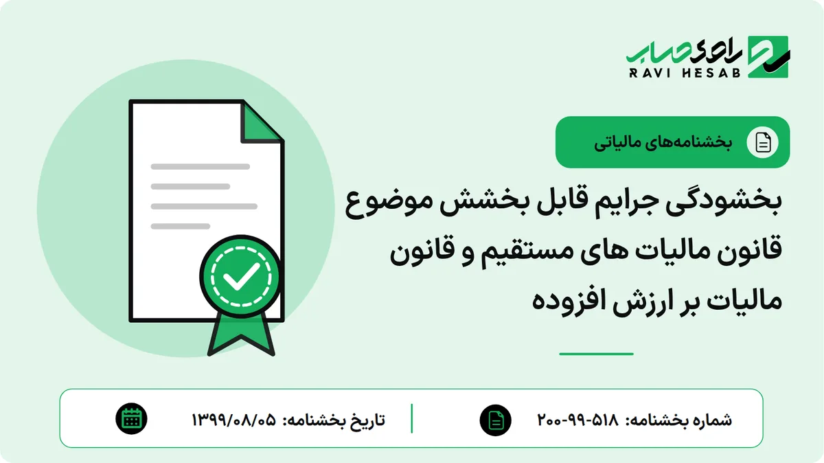 بخشودگی جرایم قابل بخشش موضوع قانون مالیات های مستقیم و قانون مالیات بر ارزش افزوده