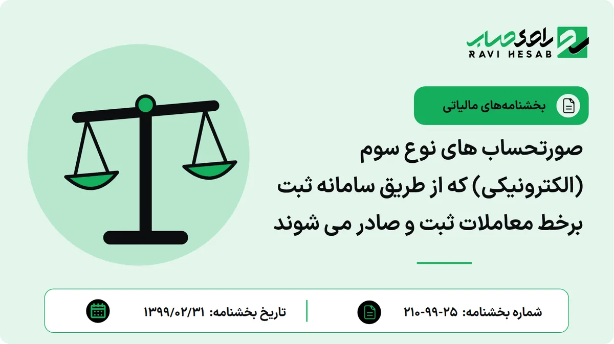 صورتحساب های نوع سوم (الکترونیکی) که از طریق سامانه ثبت برخط معاملات ثبت و صادر می شوند