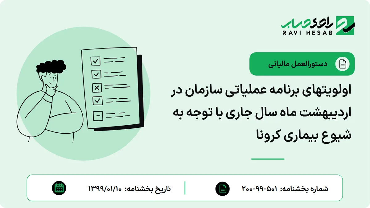 اولویتهای برنامه عملیاتی سازمان در اردیبهشت ماه سال جاری با توجه به شیوع بیماری کرونا