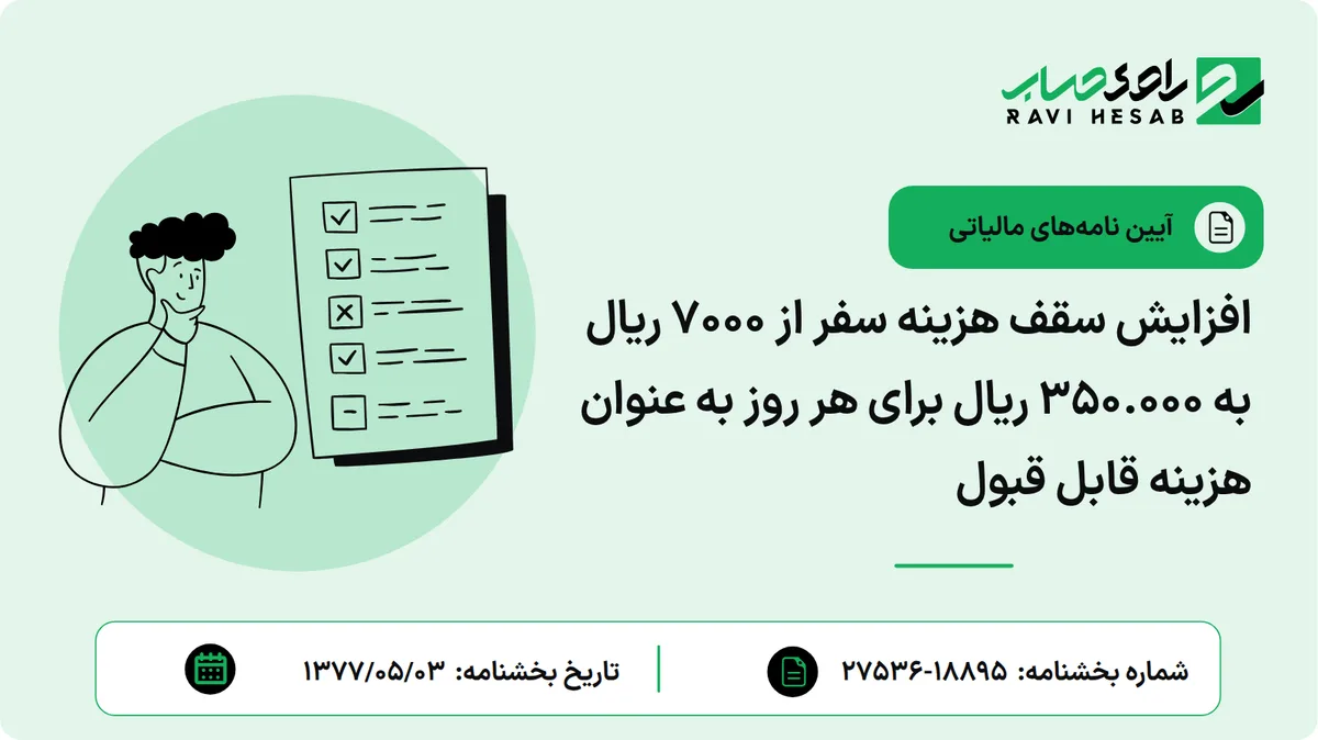 افزایش سقف هزینه سفر از 7000 ریال به 350.000 ریال برای هر روز به عنوان هزینه قابل قبول