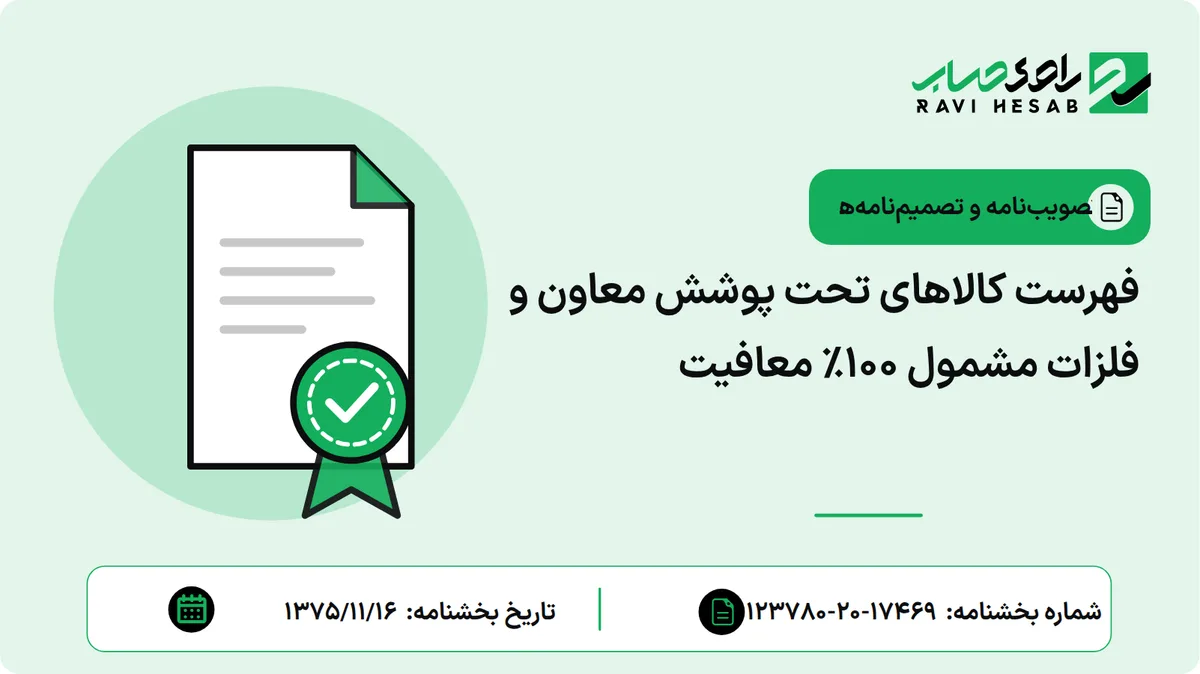 فهرست کالاهای تحت پوشش معاون و فلزات مشمول 100% معافیت
