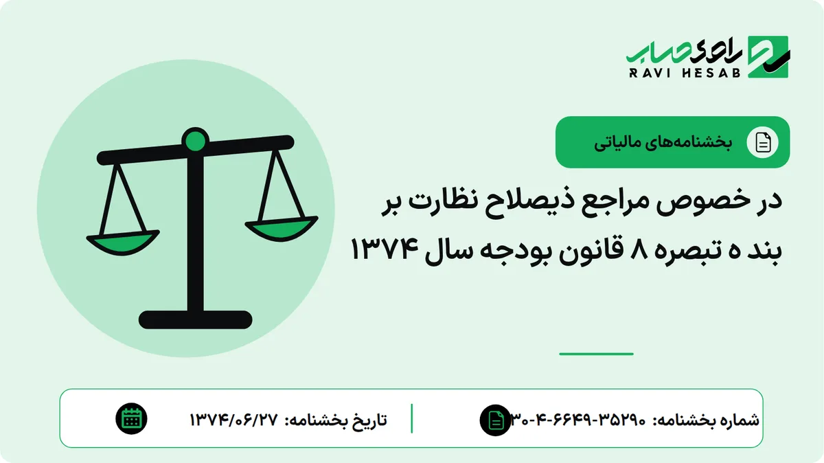 در خصوص مراجع ذیصلاح نظارت بر بند ه تبصره 8 قانون بودجه سال 1374