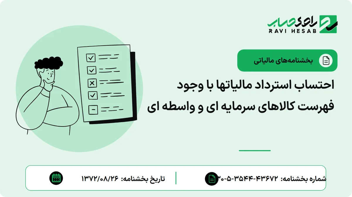 احتساب استرداد مالیاتها با وجود فهرست کالاهای سرمایه ای و واسطه ای
