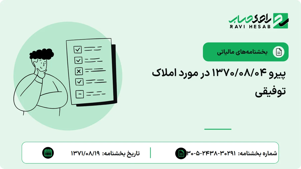 پیرو 1370/08/04 در مورد املاک توفیقی