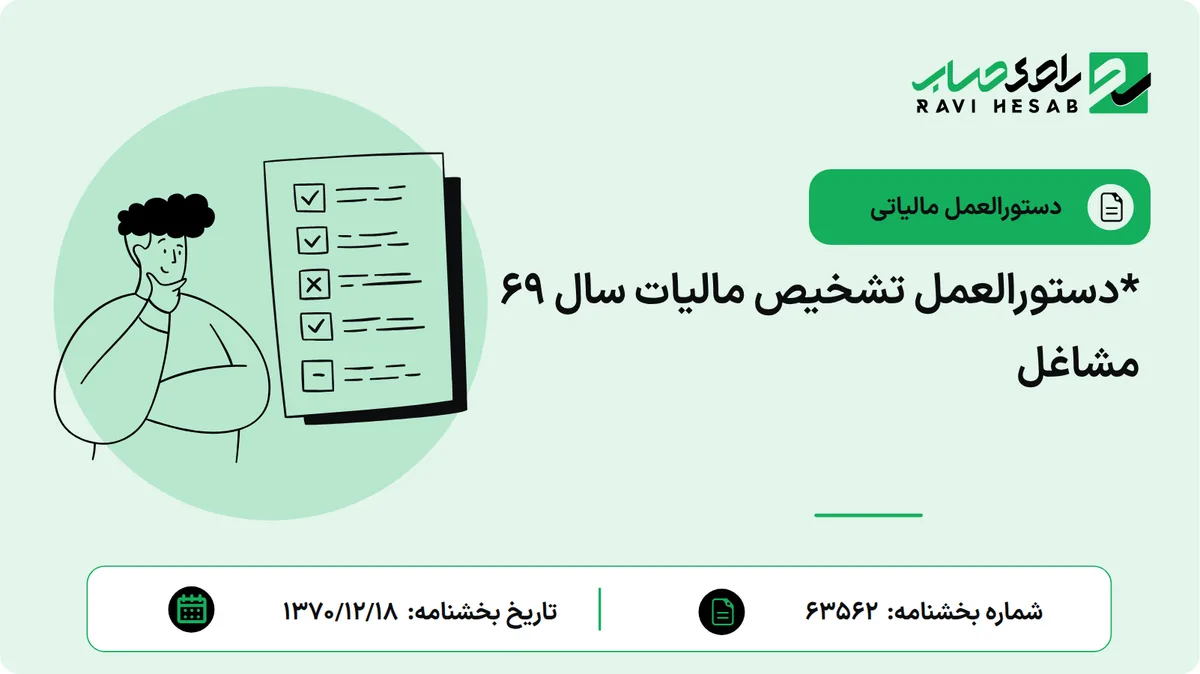 *دستورالعمل تشخیص مالیات سال 69 مشاغل