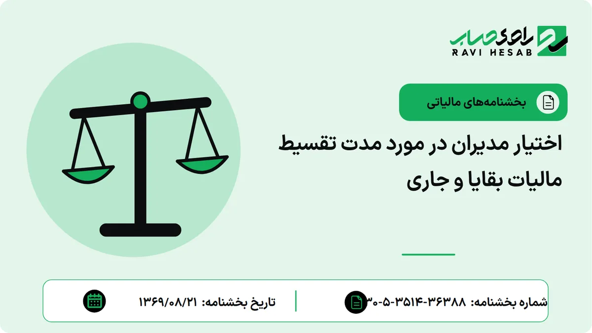 اختیار مدیران در مورد مدت تقسیط مالیات بقایا و جاری