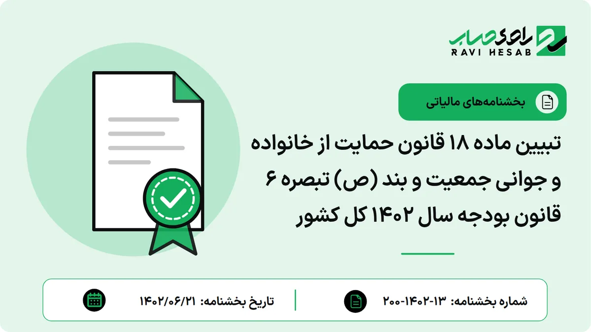 تبیین ماده ۱۸ قانون حمایت از خانواده و جوانی جمعیت و بند (ص) تبصره ۶ قانون بودجه سال ۱۴۰۲ کل کشور