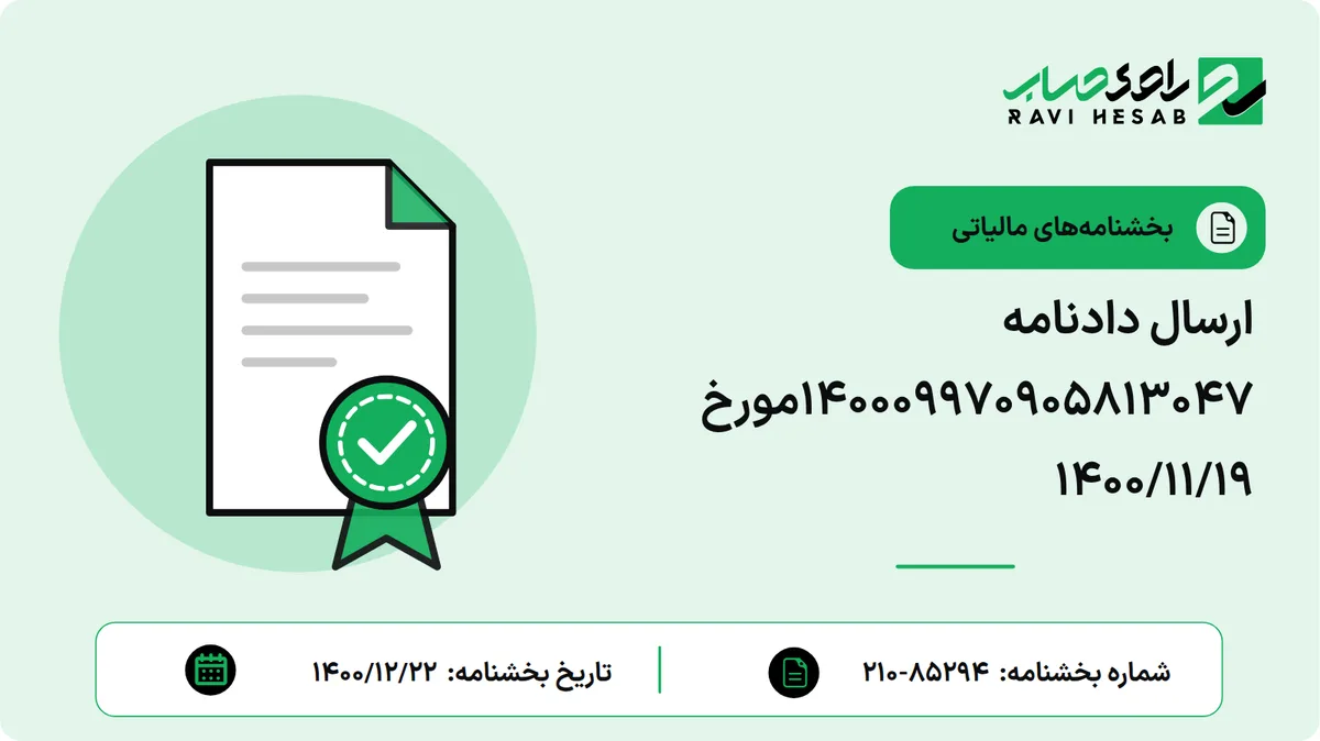 ارسال دادنامه 140009970905813047مورخ 1400/11/19