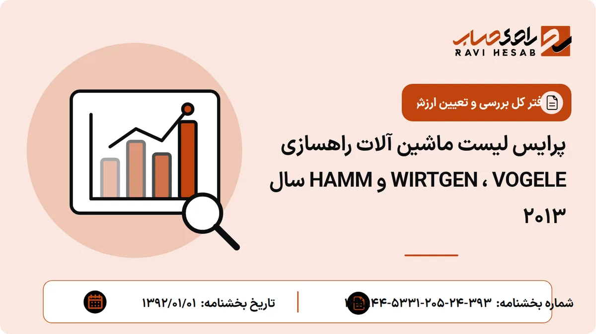 پرایس لیست ماشین آلات راهسازی WIRTGEN ، VOGELE و HAMM سال 2013
