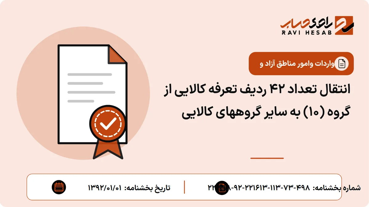 انتقال تعداد 42 ردیف تعرفه کالایی از گروه (10) به سایر گروههای کالایی