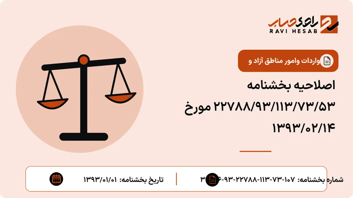 اصلاحیه بخشنامه 22788/93/113/73/53 مورخ 1393/02/14