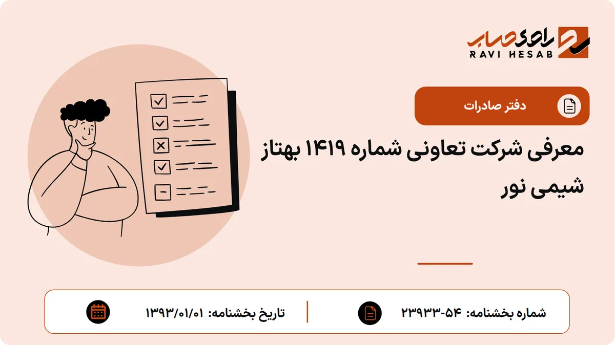 معرفی شرکت تعاونی شماره 1419 بهتاز شیمی نور