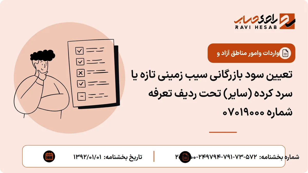 تعیین سود بازرگانی سیب زمینی تازه یا سرد کرده (سایر) تحت ردیف تعرفه شماره 07019000