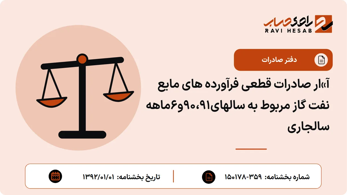 آ»ار صادرات قطعی فرآورده های مایع نفت گاز مربوط به سالهای90،91و6ماهه سالجاری
