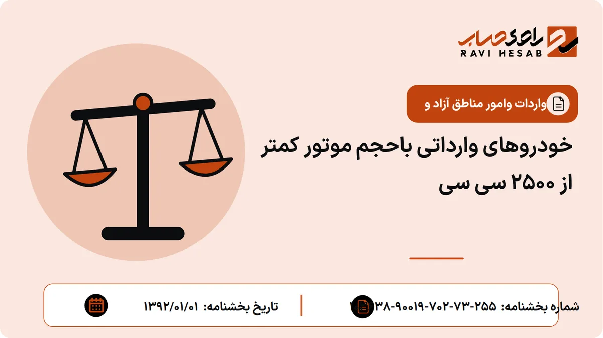 خودروهای وارداتی باحجم موتور کمتر از 2500 سی سی