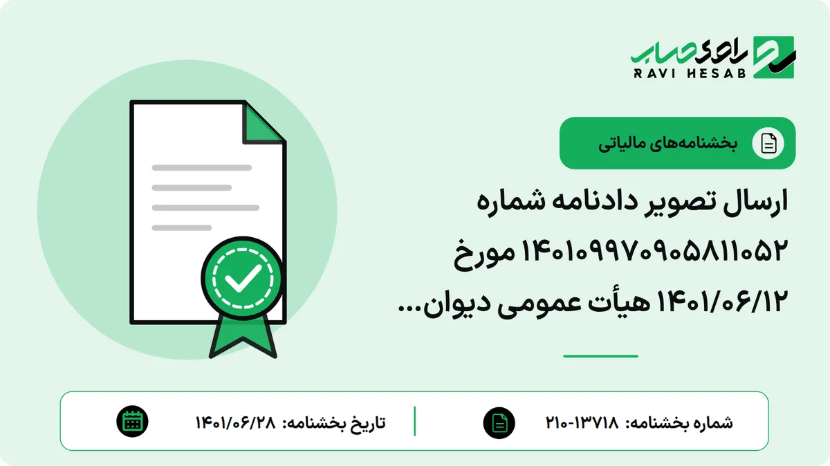 ارسال تصویر دادنامه شماره 140109970905811052 مورخ 1401/06/12 هیأت عمومی دیوان عدالت اداری متضمن ابطال بخشی از ماده 6 آیین نامه اجرایی موضوع ماده 218 قانون مالیات های مستقیم