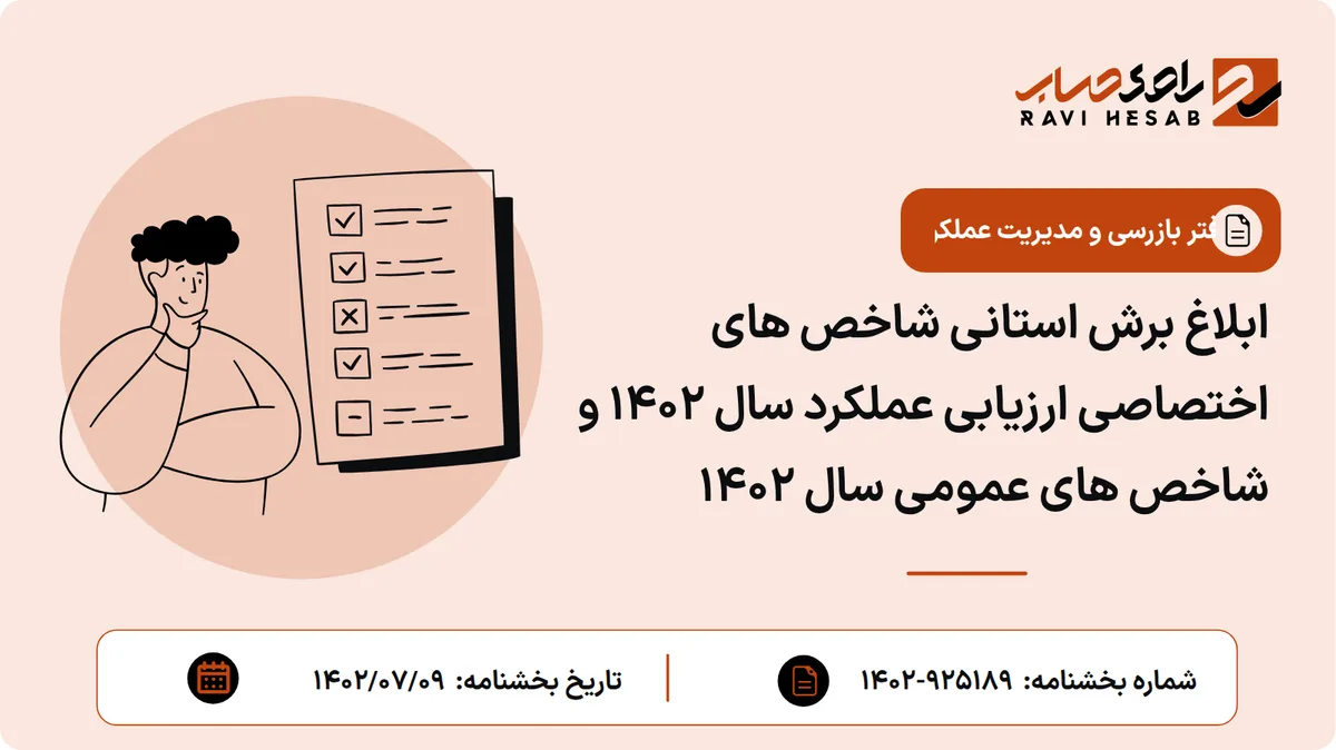 ابلاغ برش استانی شاخص های اختصاصی ارزیابی عملکرد سال 1402 و شاخص های عمومی سال 1402