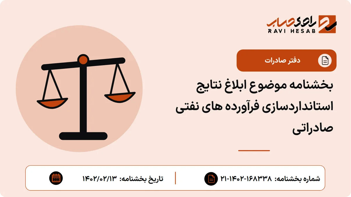 بخشنامه موضوع ابلاغ نتایج استانداردسازی فرآورده های نفتی صادراتی