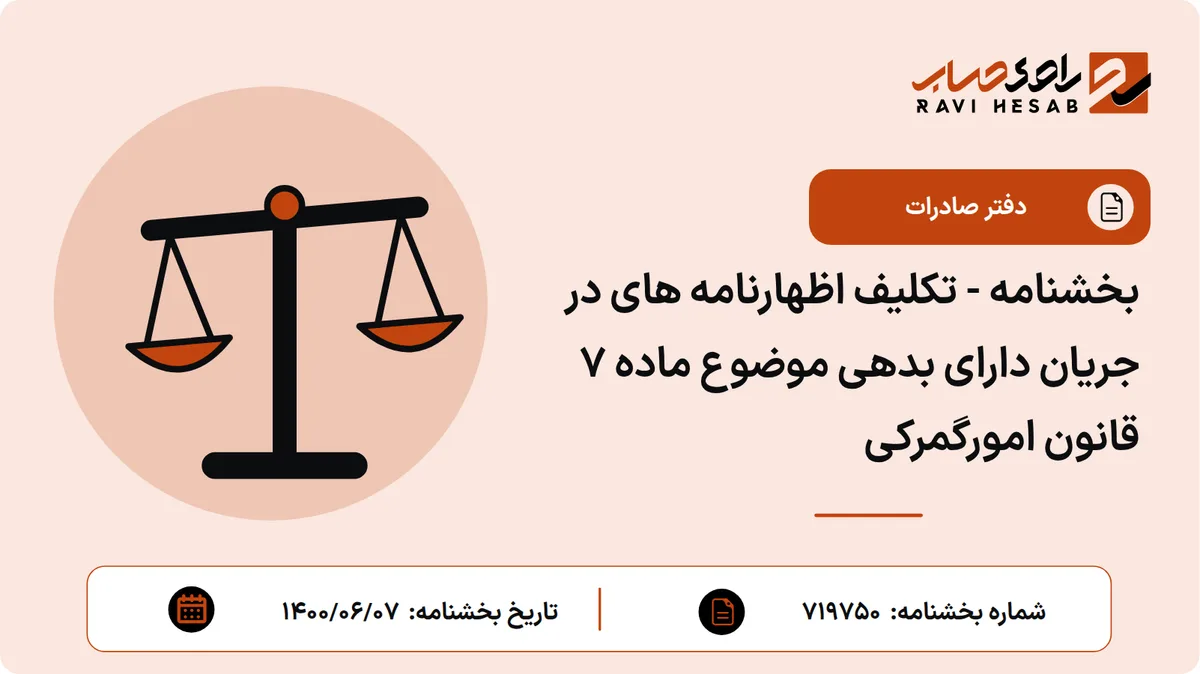 بخشنامه - تکلیف اظهارنامه های در جریان دارای بدهی موضوع ماده 7 قانون امورگمرکی