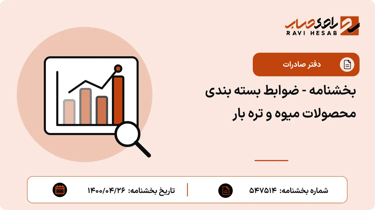 بخشنامه - ضوابط بسته بندی محصولات میوه و تره بار