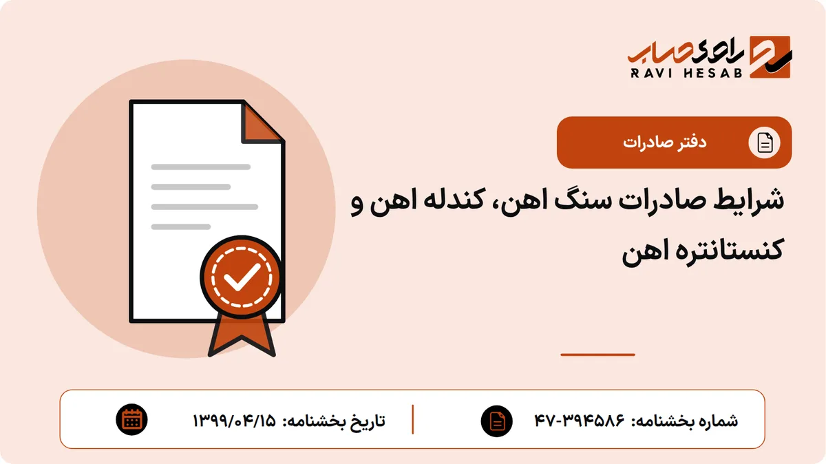 شرایط صادرات سنگ اهن، کندله اهن و کنستانتره اهن