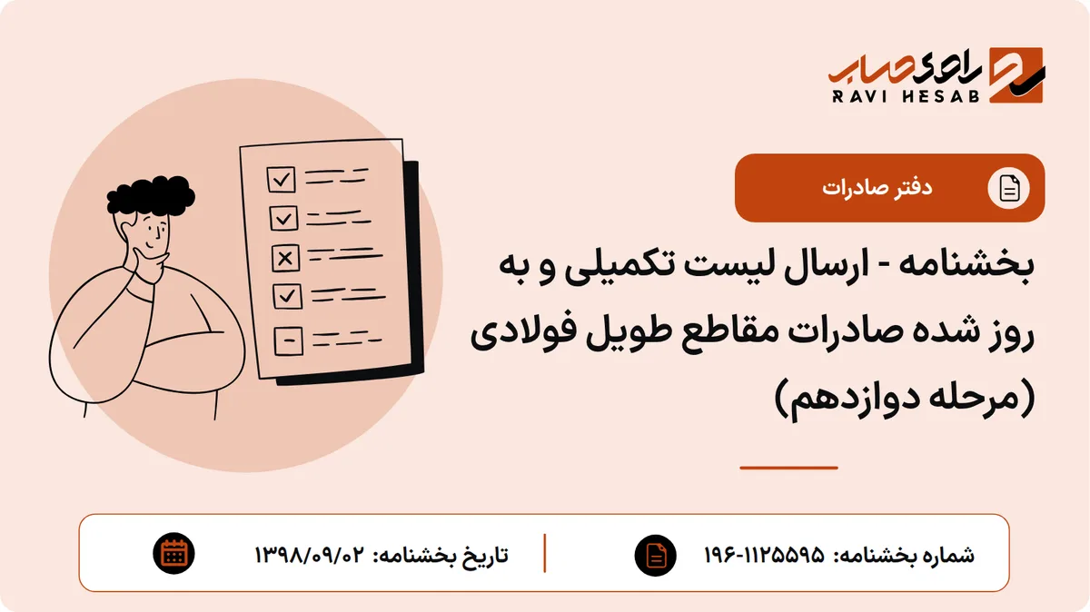 بخشنامه - ارسال لیست تکمیلی و به روز شده صادرات مقاطع طویل فولادی (مرحله دوازدهم)