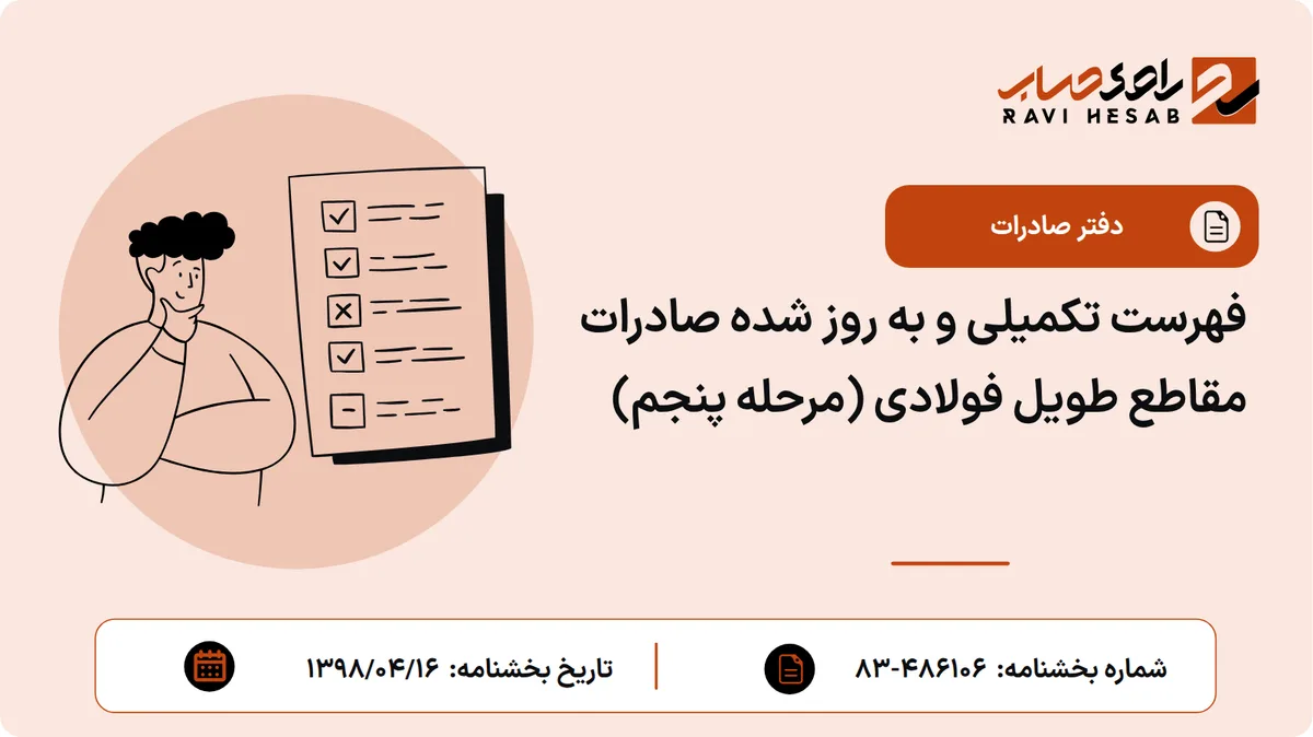 فهرست تکمیلی و به روز شده صادرات مقاطع طویل فولادی (مرحله پنجم)