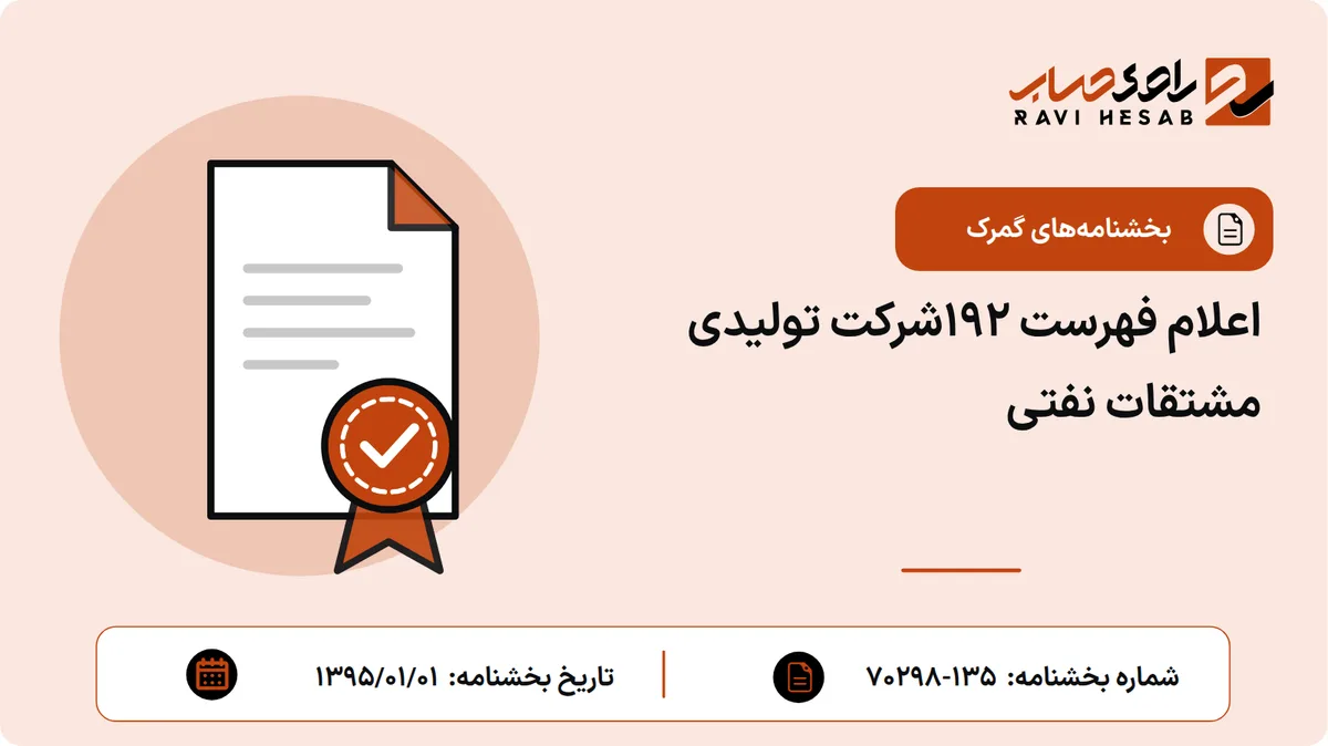 اعلام فهرست 192شرکت تولیدی مشتقات نفتی
