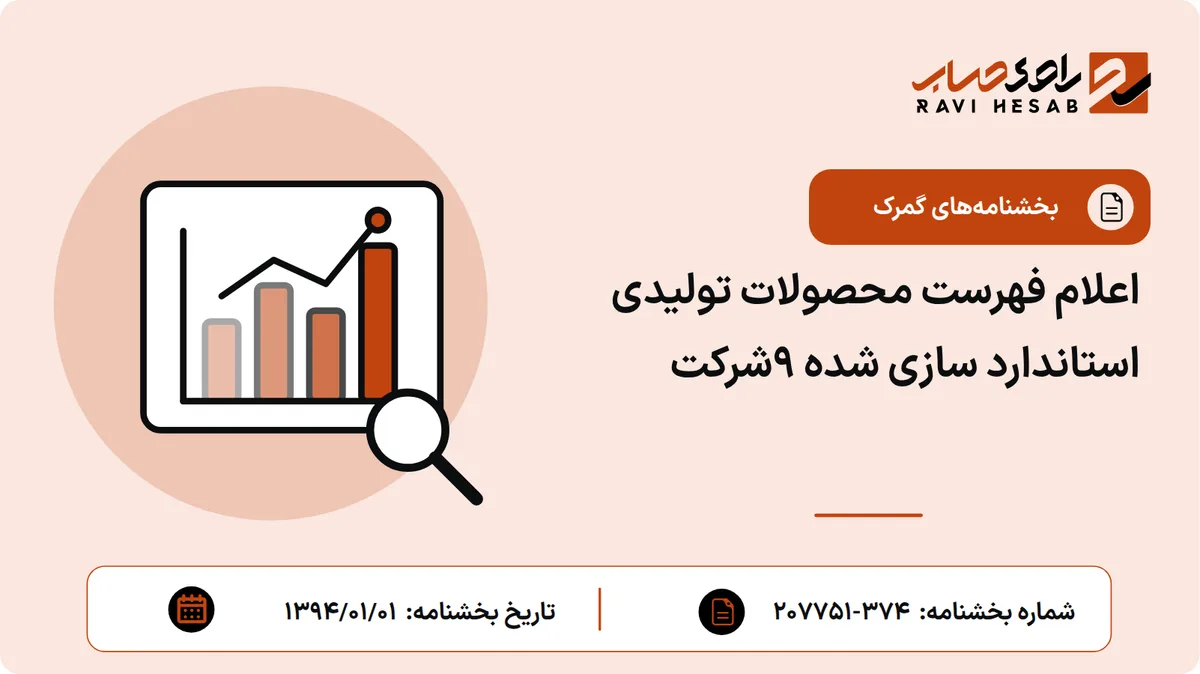 اعلام فهرست محصولات تولیدی استاندارد سازی شده 9شرکت