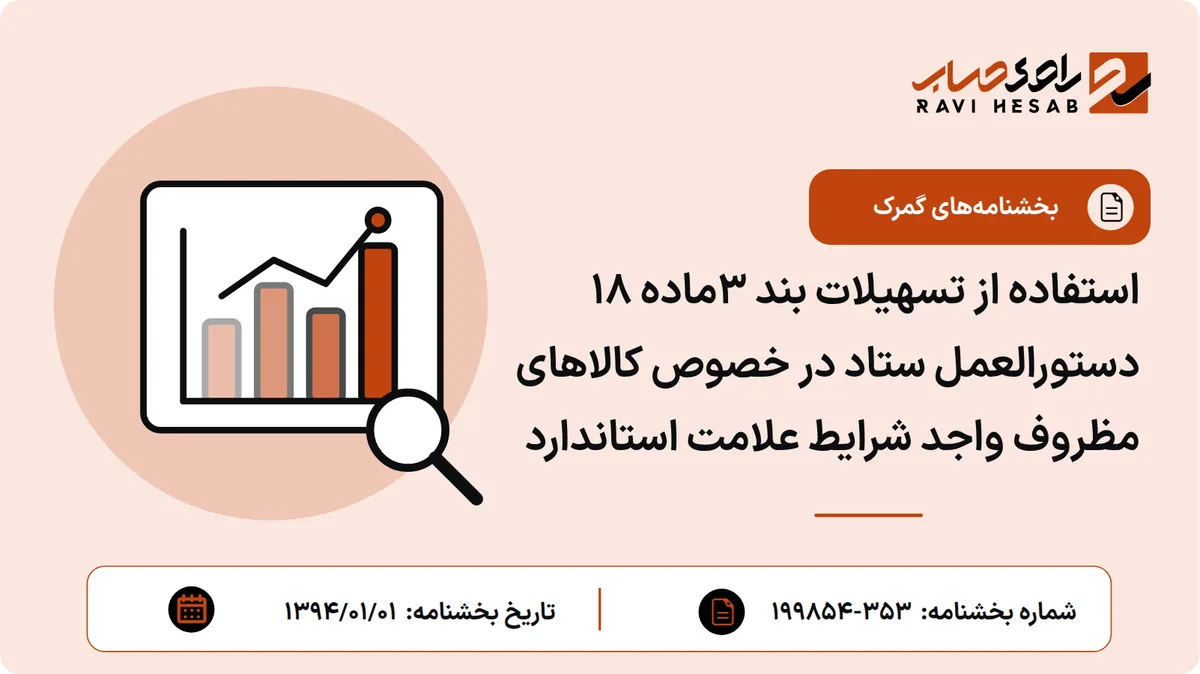 استفاده از تسهیلات بند 3ماده 18 دستورالعمل ستاد در خصوص کالاهای مظروف واجد شرایط علامت استاندارد
