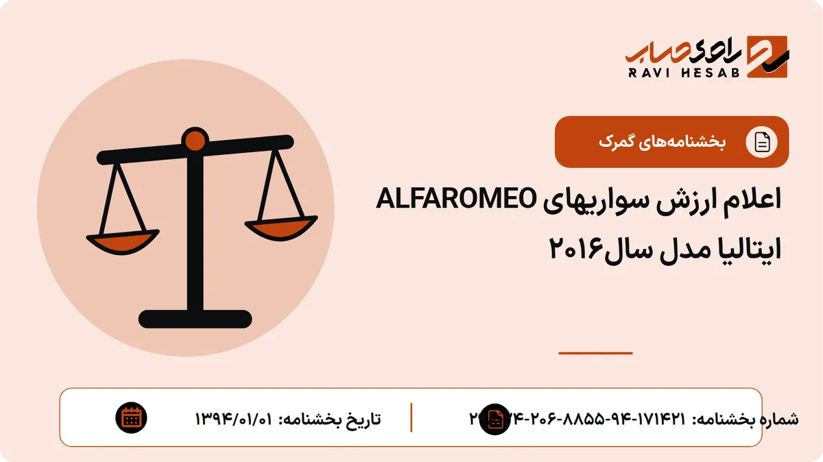 اعلام ارزش سواریهای ALFAROMEO ایتالیا مدل سال2016
